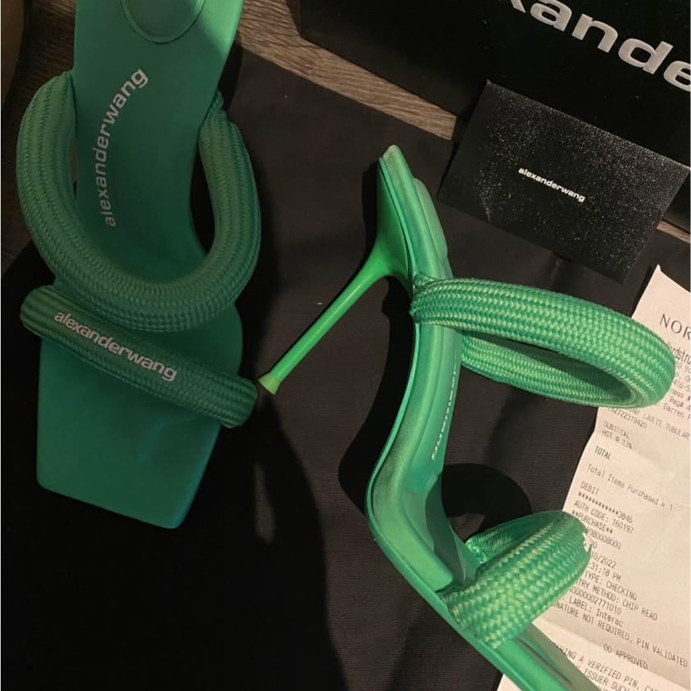 Alexander Wang Emerald Green Heeled Sandals - Picture 2 of 5